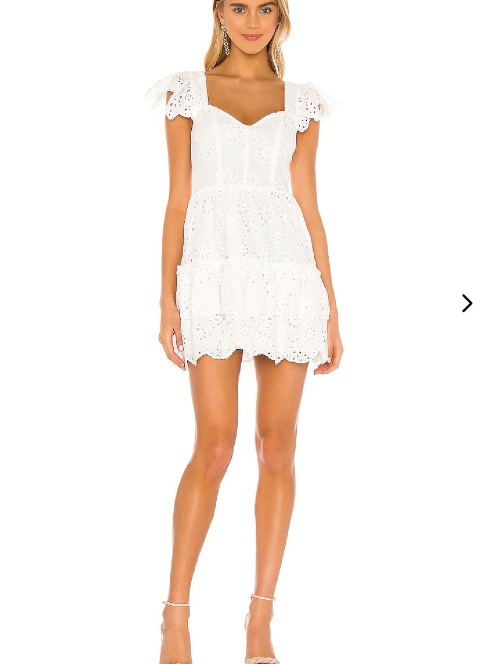 $248 NWT LOVERS + FRIENDS Sorrento Mini Dress, White Eyelet, Med NWT